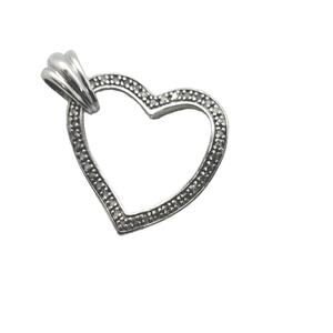Sterling Silver Floating Heart Pendant 925 CZ Accent Jewelry Gift Love Valentine